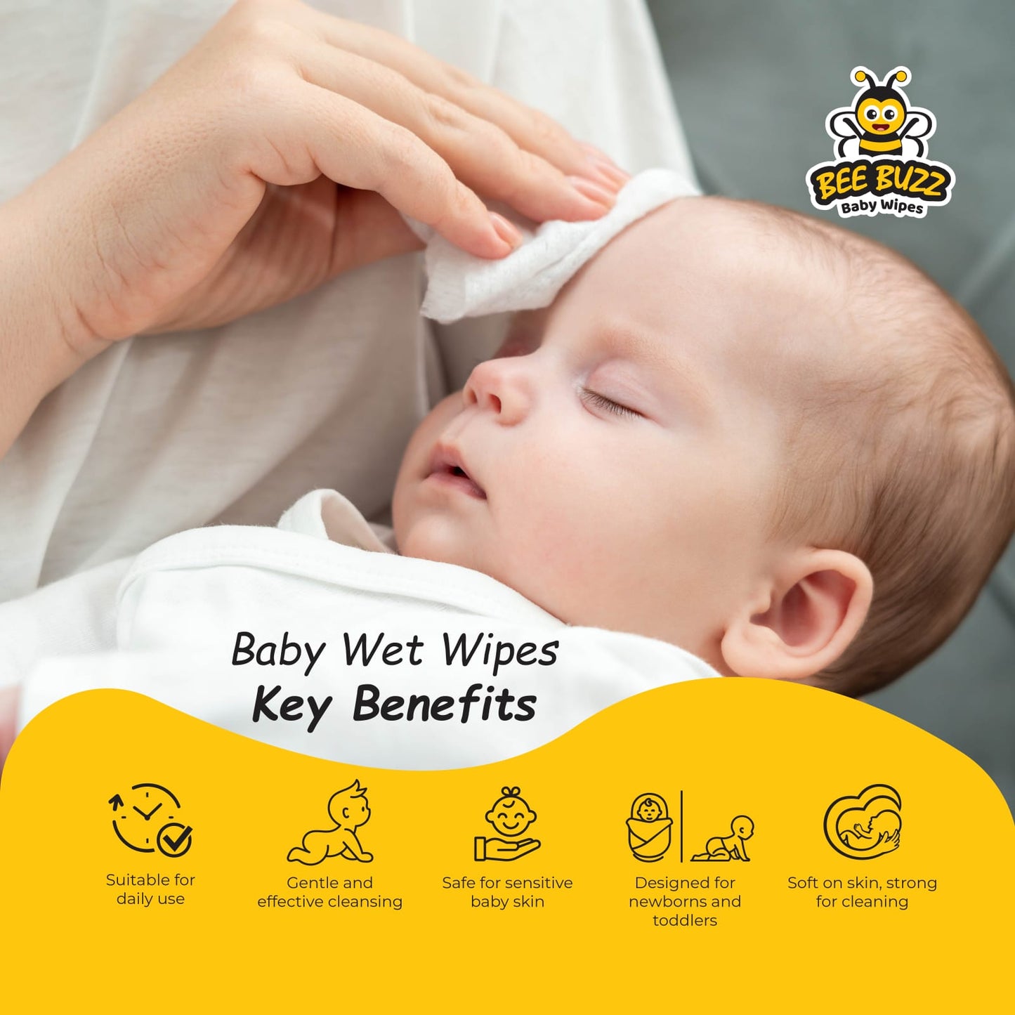 Bee Buzz baby wet wipes 72 wipes / 12 packs